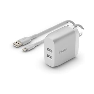 Belkin Dual USB Charger 24W + 5FT Micro-USB Cable Dual USB Wall Charger