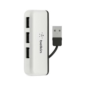 Belkin 4-Port Travel Hub with In-Built Cable Management (White)