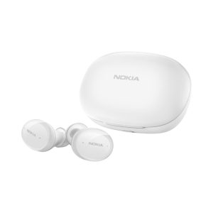 Nokia Comfort Earbuds ? TWS-411 BK Wireless Bluetooth Earbuds with microphone for phone, laptop and tablet. Compatible with iOS and Android ? IPX5 ? Up to 29 hours with compact charging case ? White