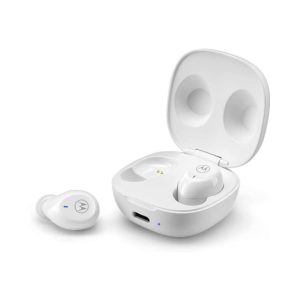 Motorola Moto Buds 105 - True Wireless ENC Bluetooth Earbuds with Touch Control & Micro-Charging Case - IPX5 Water-Resistant, Lightweight Comfort-Fit, Clear Sound - White