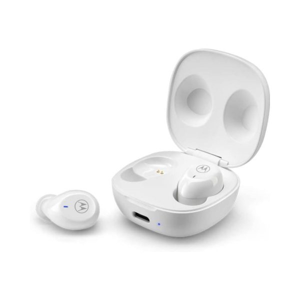 Motorola Moto Buds 105 - True Wireless ENC Bluetooth Earbuds with Touch Control & Micro-Charging Case - IPX5 Water-Resistant, Lightweight Comfort-Fit, Clear Sound - White
