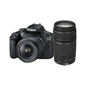 Canon EOS 2000D with EF-S 18-55mm IS, Lens & EF 75-300mm- Black