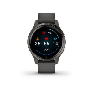 Garmin Venu? 2S Slate Stainless Steel Bezel with Graphite Case and Silicone Band