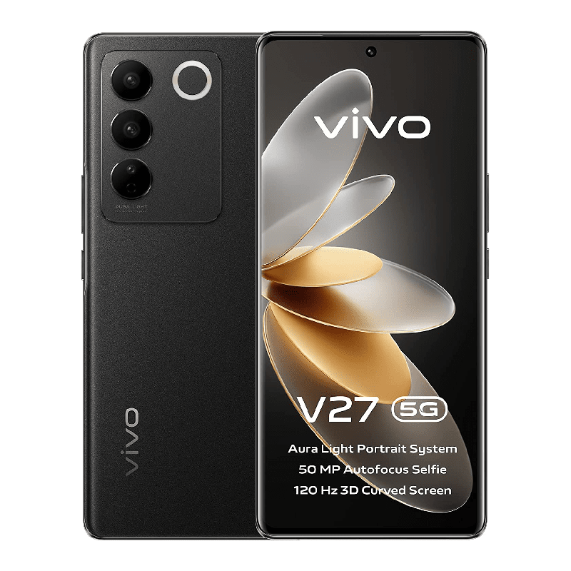 Vivo V27 5G, 12GB RAM, 256GB 50MP AF Selfie Camera | Aura Light | 66W Charging | 120Hz 3D Curved Display | Powerful 4nm Processor Noble Black