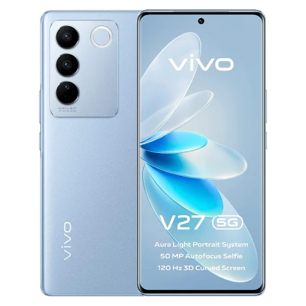 Vivo V27 5G, 8GB RAM, 256GB 50MP AF Selfie Camera | Aura Light | 66W Charging | 120Hz 3D Curved Display | Powerful 4nm Processor Magic Blue