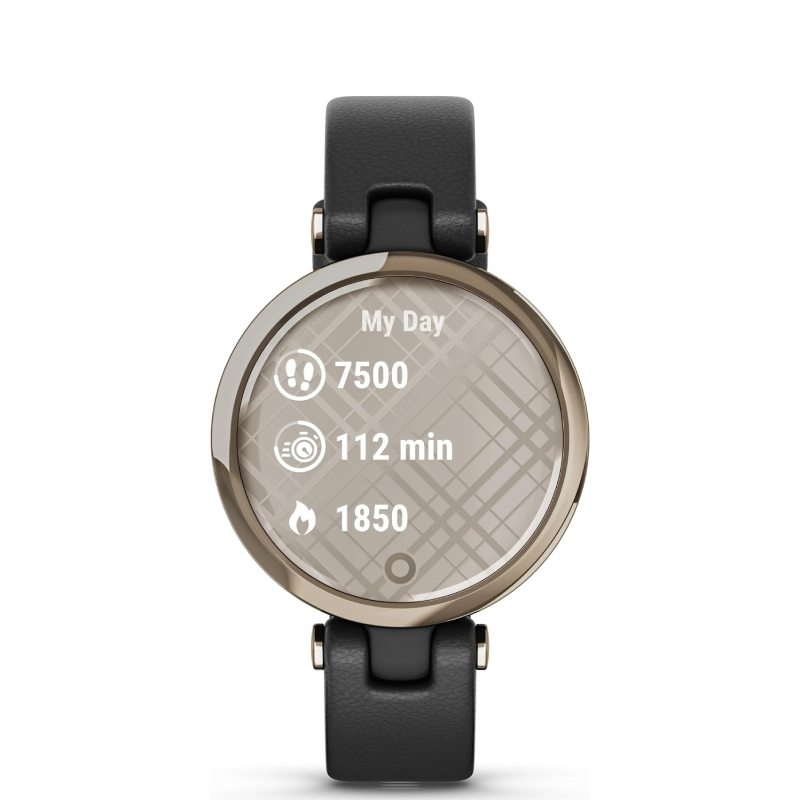 Garmin Lily?- CLASSIC EDITION, CREAM GOLD BEZEL WITH BLACK CASE AND ITALIAN LEATHER BAND