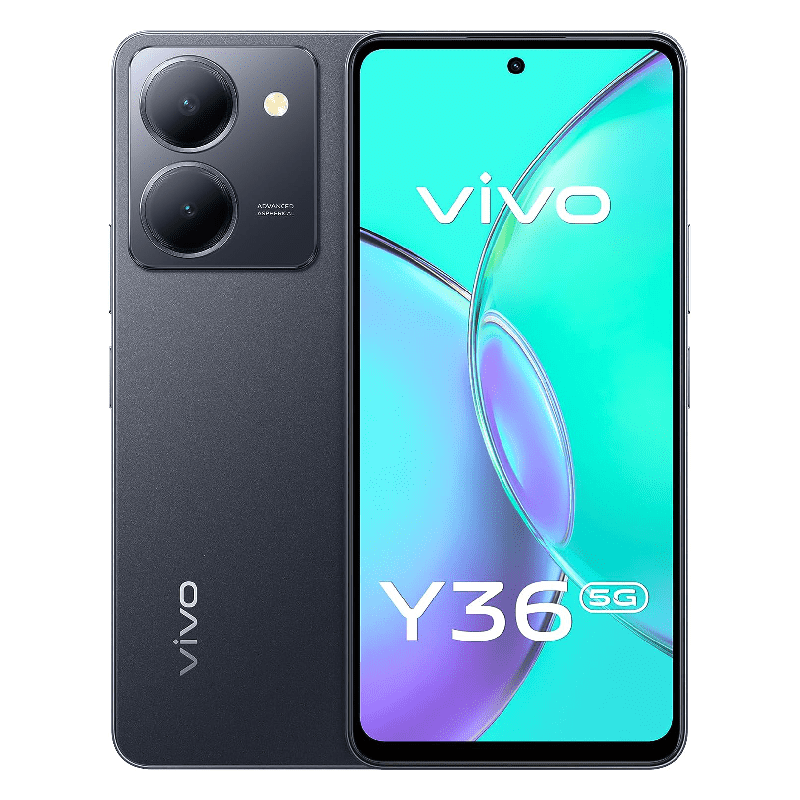 Vivo Y36 5G (8+8GB RAM, 256GB) Punch Hole Display, 16MP Selfie & 50MP Main Camera, 44W FlashCharge,5000mAH, MediaTek Dimensity, NFC, Mystic Black
