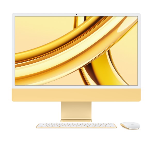 Apple 24-inch iMac with Retina 4.5K display: Apple M3 chip with 8?core CPU and 10?core GPU, 512GB SSD, English keyboard - Yellow