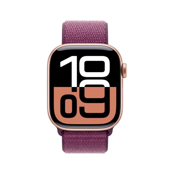 Apple Watch Series 10 GPS 46mm Rose Gold Aluminium Case with Plum Sport Loop