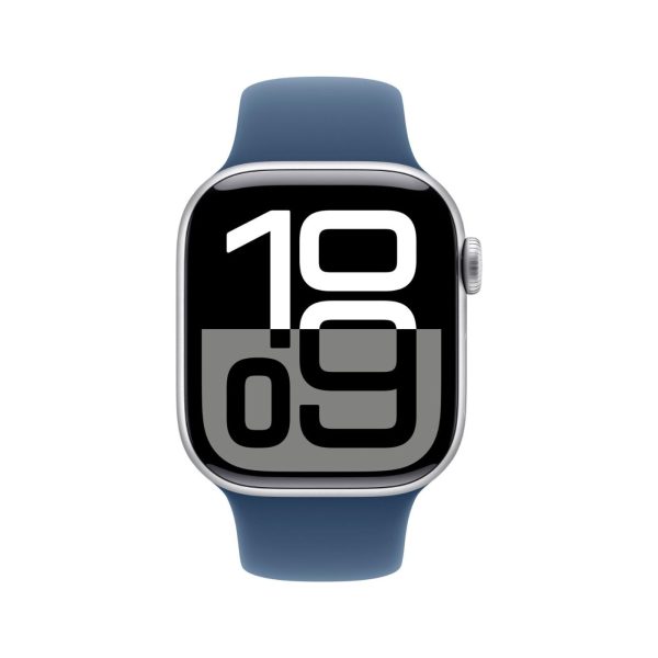 Apple Watch Series 10 GPS 42mm Silver Aluminium Case with Denim Sport Band - S/M