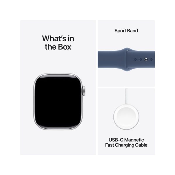 Apple Watch Series 10 GPS 42mm Silver Aluminium Case with Denim Sport Band - S/M