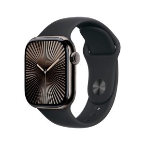 Apple Watch Series 10 GPS + Cellular 46mm Slate Titanium Case with Black Sport Band - S/M