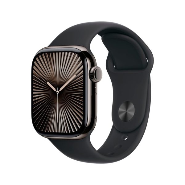 Apple Watch Series 10 GPS + Cellular 46mm Slate Titanium Case with Black Sport Band - M/L