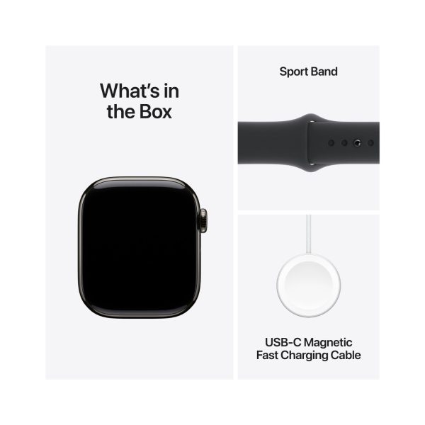 Apple Watch Series 10 GPS + Cellular 46mm Slate Titanium Case with Black Sport Band - M/L