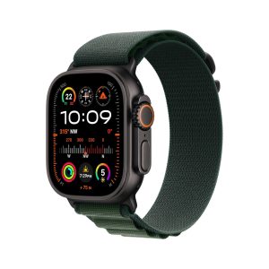 Apple Watch Ultra 2 GPS + Cellular 49mm Black Titanium Case with Dark Green Alpine Loop - Large