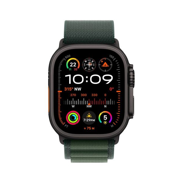 Apple Watch Ultra 2 GPS + Cellular 49mm Black Titanium Case with Dark Green Alpine Loop - Large
