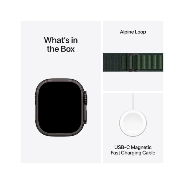 Apple Watch Ultra 2 GPS + Cellular 49mm Black Titanium Case with Dark Green Alpine Loop - Large