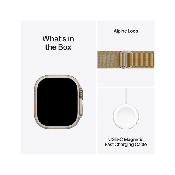 Apple Watch Ultra 2 GPS + Cellular 49mm Natural Titanium Case with Tan Alpine Loop - Large