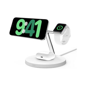 Belkin Boost Charge Pro 3 in 1 Magnetic Charging Stand with Qi2 Fast Wireless Charging 15W White