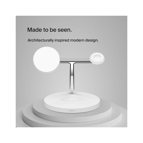 Belkin Boost Charge Pro 3 in 1 Magnetic Charging Stand with Qi2 Fast Wireless Charging 15W White 3