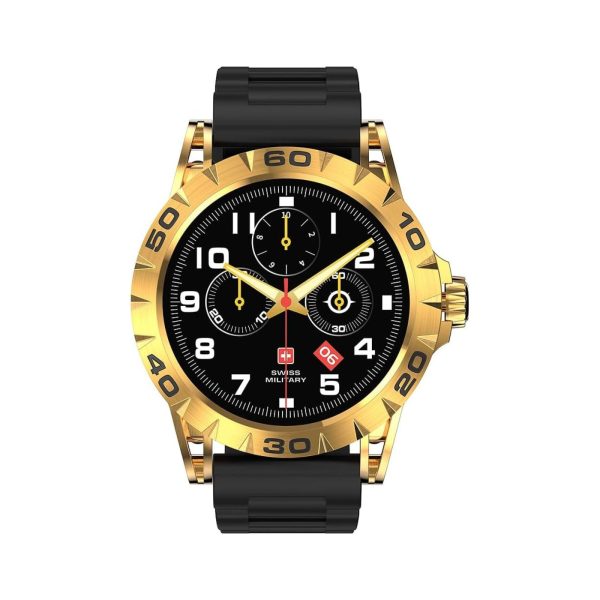 Swiss Military Dom 2 Smart Watch Yellow Gold Frame Silicon Black Belt