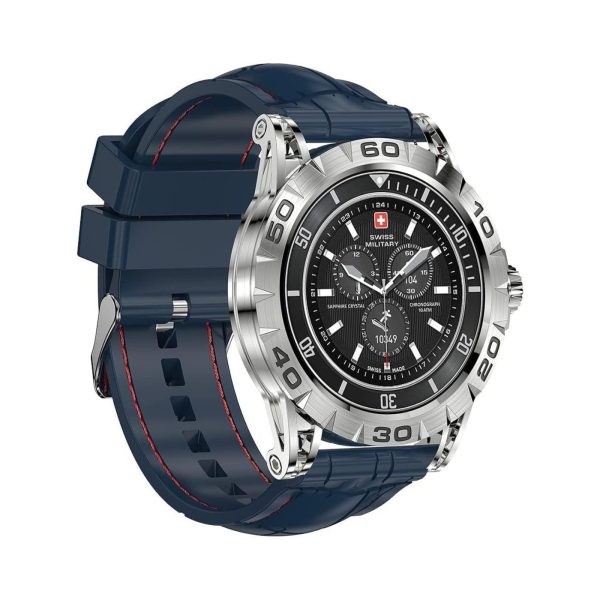 Swiss Military Dom 2 Smart Watch Silver Frame Blue Silicon Belt