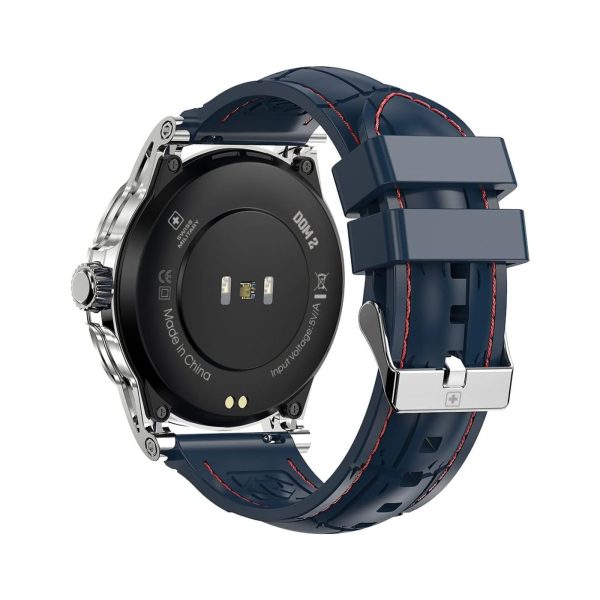 Swiss Military Dom 2 Smart Watch Silver Frame Blue Silicon Belt