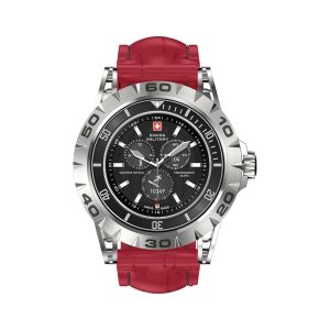 Swiss Military Dom 2 Smart Watch Silver Frame Red Silicon Belt