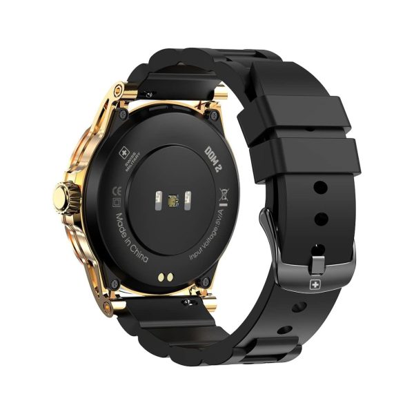 Swiss Military Dom 2 Smart Watch Yellow Gold Frame Silicon Black Belt