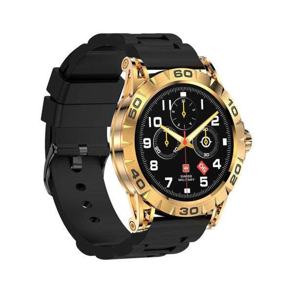 Swiss Military Dom 2 Smart Watch Yellow Gold Frame Silicon Black Belt