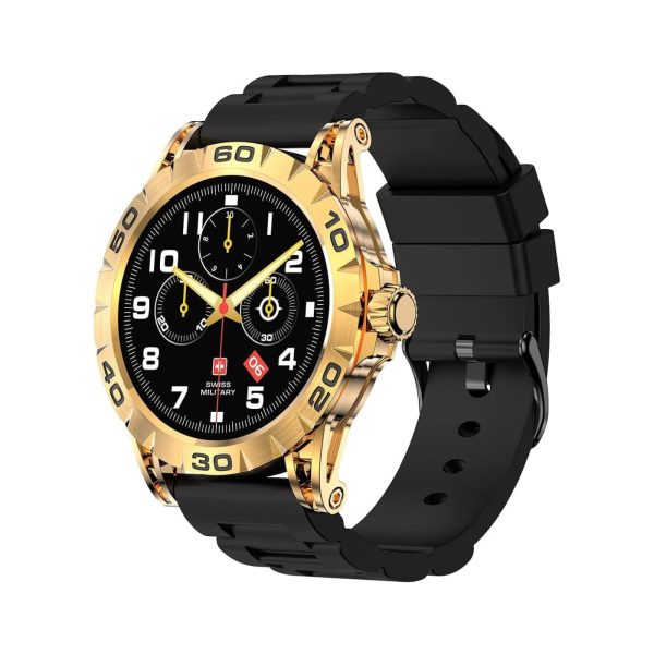 Swiss Military Dom 2 Smart Watch Yellow Gold Frame Silicon Black Belt