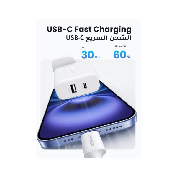 UGREEN 20W PD Fast Charger 1A1C White (9)