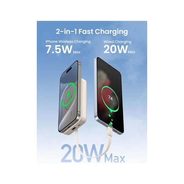UGreen Powerbank 10000 Mah Pd 20W Magnetic With Built In Usb White (4)