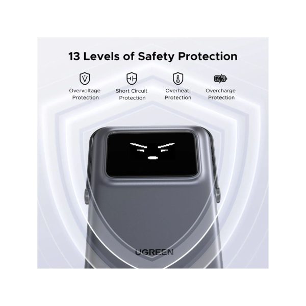UGreen Powerbank Robotic 10000 Mah Pd 20W Magnetic With Stand Grey (6)