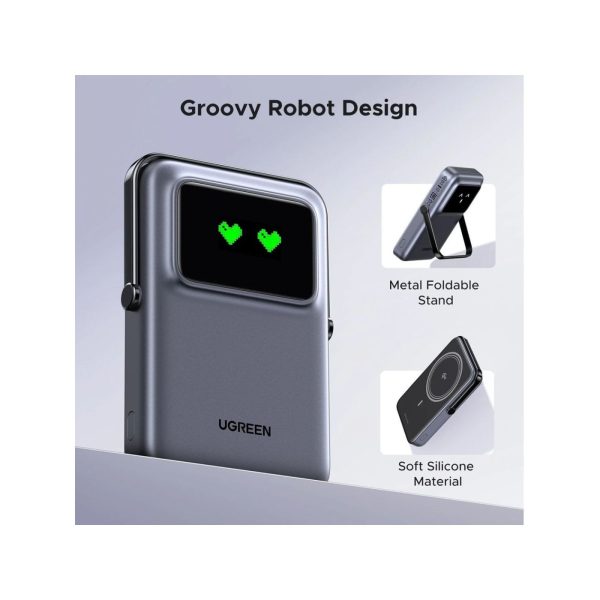 UGreen Powerbank Robotic 10000 Mah Pd 20W Magnetic With Stand Grey (7)