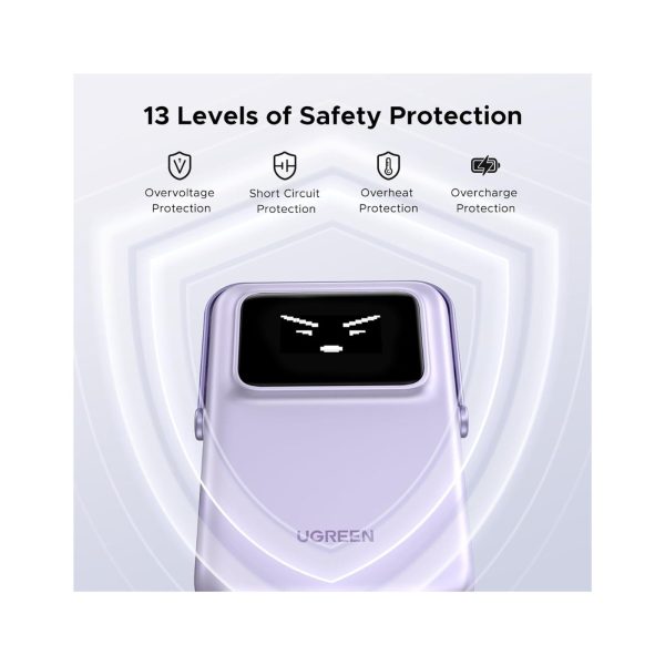 UGreen Powerbank Robotic 10000 Mah Pd 20W Magnetic With Stand Purple (7)
