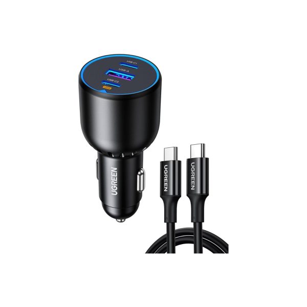 UGreen 130W 3 Port 1A 2C Pd Fast Car Charger Gray (1)