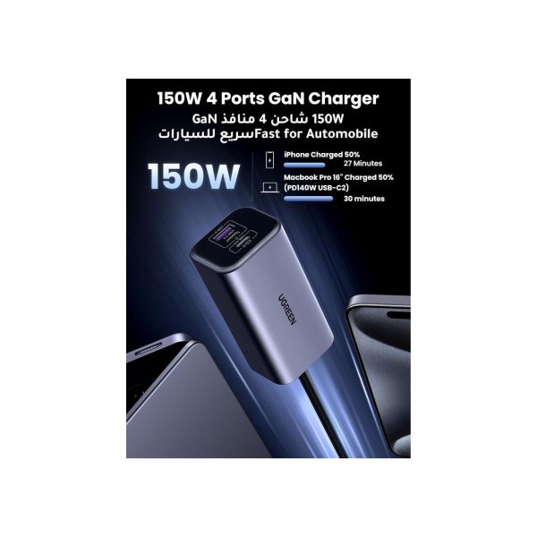 UGreen 150W 4 Port Gan Fast Car Charger Pd Usb C Port (5)