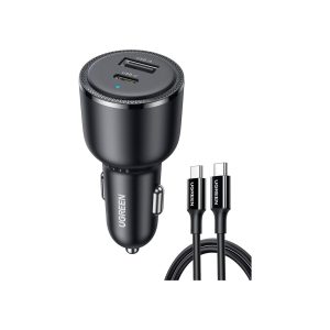 UGreen 63W 2 Port 1A 1C Pd Fast Car Charger Gray (1)
