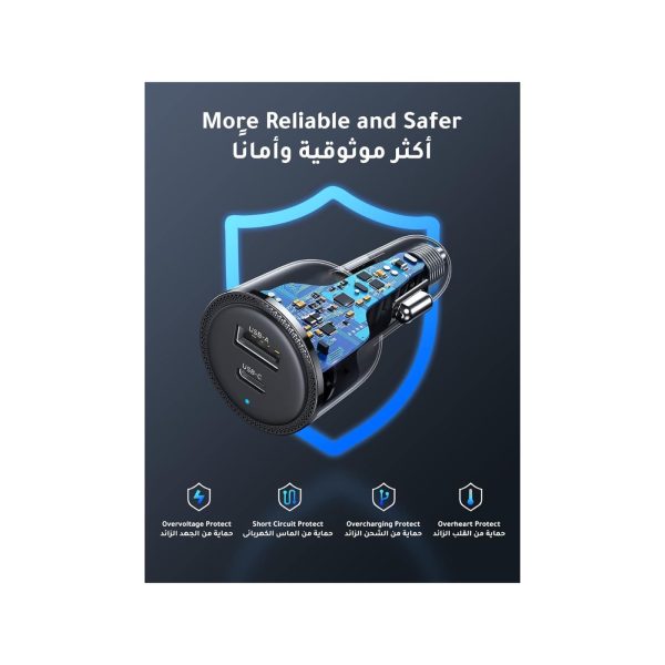 UGreen 63W 2 Port 1A 1C Pd Fast Car Charger Gray (6)