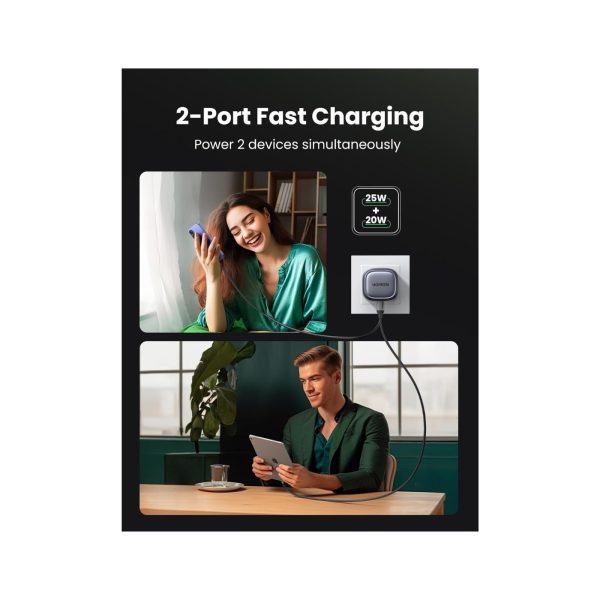 UGreen Nexode 45W Usb C 2C Pd Gan Fast Charger Gray (2)