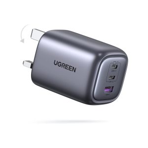 UGreen Nexode 65W 3 Port 1A 2C PD GaN Fast Charger Gray (1)