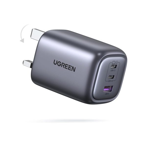 UGreen Nexode 65W 3 Port 1A 2C PD GaN Fast Charger Gray (1)