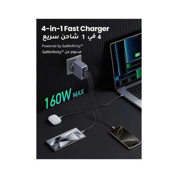 UGreen Nexode Pro 160W 4 Port 1A 3C PD GaN Fast Charger with (5)