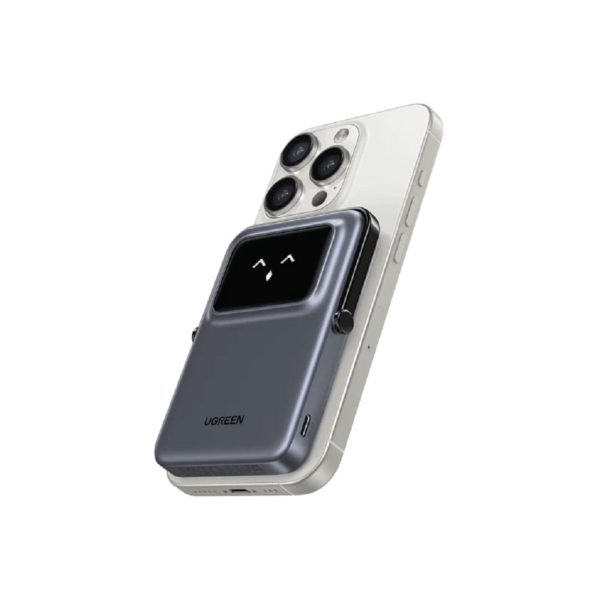 UGreen Powerbank Robotic 5000 Mah Pd 20W Magnetic With Stand Gray (3)