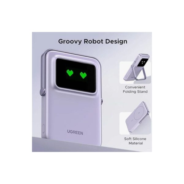UGreen Powerbank Robotic 5000 Mah Pd 20W Magnetic With Stand Purple (4)