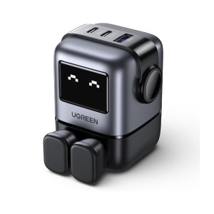 UGreen Robotic 65W 3 Port 1A 2C PD GaN Fast Charger Gray (1)