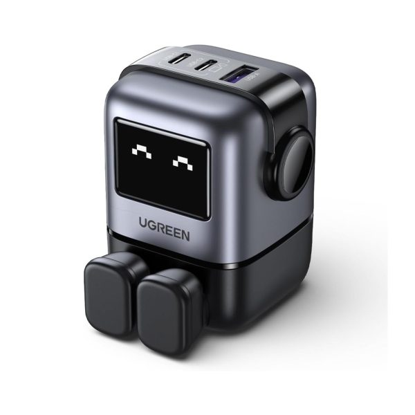 UGreen Robotic 65W 3 Port 1A 2C PD GaN Fast Charger Gray (1)