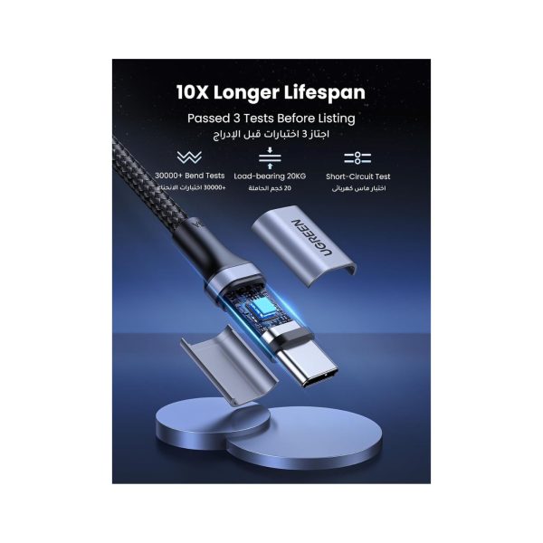 UGreen Usb C To Usb C 100W Braided Cable 1M Black (5)
