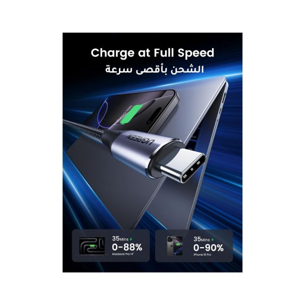 UGreen Usb C To Usb C 240W 1M Braided Cable Gray (2)